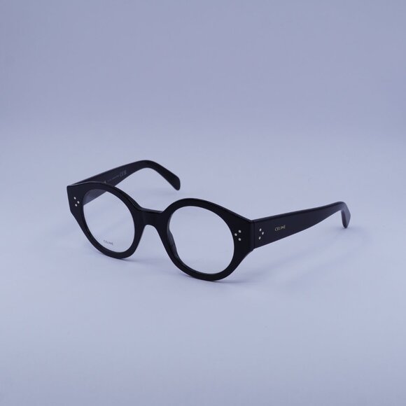 Celine CL50123I 001 Eyeglasses Shiny Black 48mm Round Frame - Picture 4 of 9